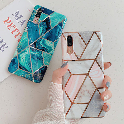 Electroplate Geometric Marble Case Huawei P20 P30 Pro Lite Mate 20 Pro