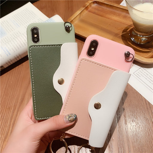 Candy Color Wallet Case iPhone X XS XS Max XR 6 6S 7 8 Plus