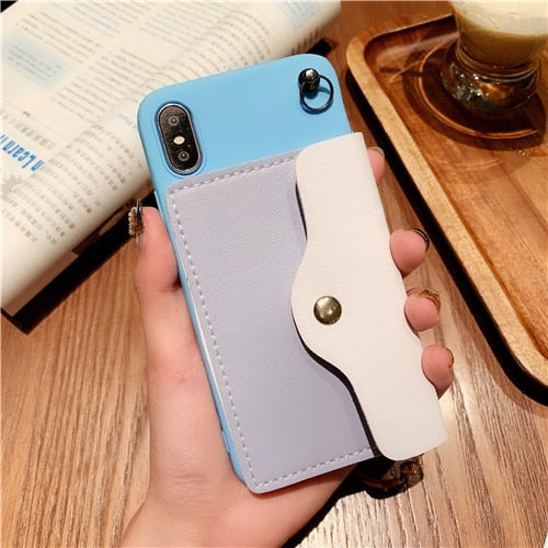 Candy Color Wallet Case iPhone X XS XS Max XR 6 6S 7 8 Plus