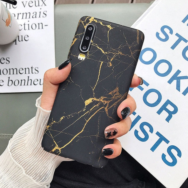Classical Cracked Marble Case For Huawei P20 P30 Pro Lite Mate 20 Pro Honor 10 Lite P Smart 2019 Full Body Hard PC Back Cover