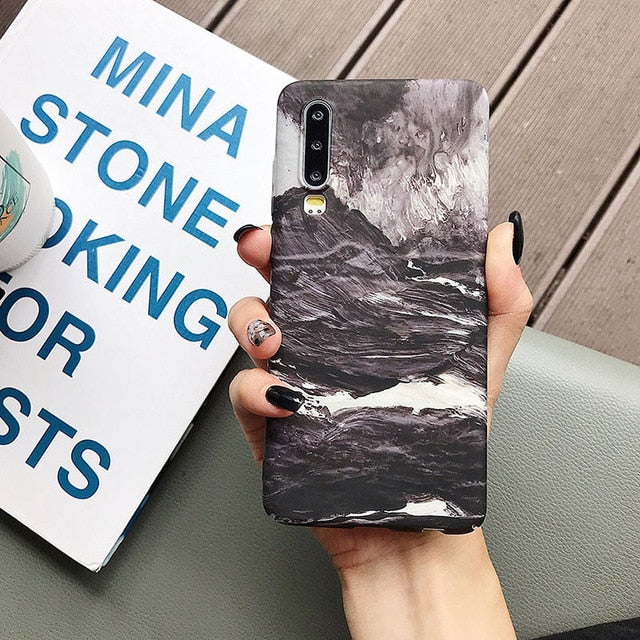 Classical Cracked Marble Case For Huawei P20 P30 Pro Lite Mate 20 Pro Honor 10 Lite P Smart 2019 Full Body Hard PC Back Cover