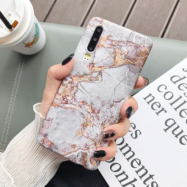 Classical Cracked Marble Case For Huawei P20 P30 Pro Lite Mate 20 Pro Honor 10 Lite P Smart 2019 Full Body Hard PC Back Cover