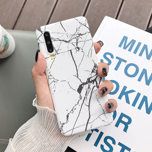 Classical Cracked Marble Case For Huawei P20 P30 Pro Lite Mate 20 Pro Honor 10 Lite P Smart 2019 Full Body Hard PC Back Cover