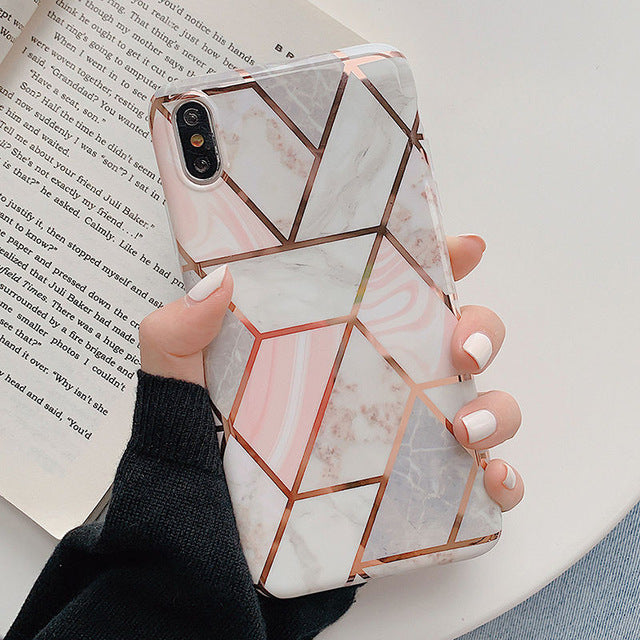 Colorful Geometric Marble Pattern Case iPhone X XS XS Max XR 6 6S 7 8 Plus