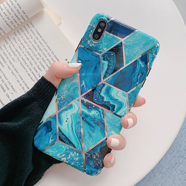 Colorful Geometric Marble Pattern Case iPhone X XS XS Max XR 6 6S 7 8 Plus