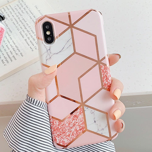Colorful Geometric Marble Pattern Case iPhone X XS XS Max XR 6 6S 7 8 Plus