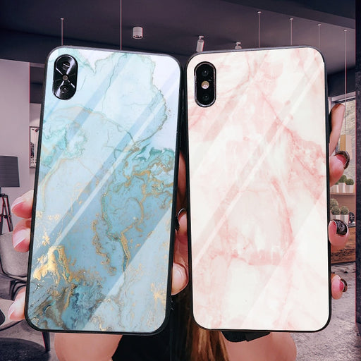 Fashion Marble Glass Case iPhone X XS XS Max XR 6 6S 7 8 Plus