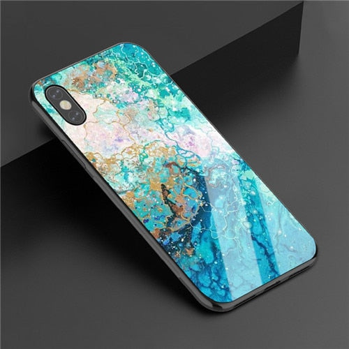 Fashion Marble Glass Case iPhone X XS XS Max XR 6 6S 7 8 Plus