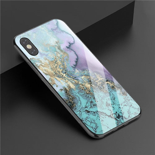 Fashion Marble Glass Case iPhone X XS XS Max XR 6 6S 7 8 Plus