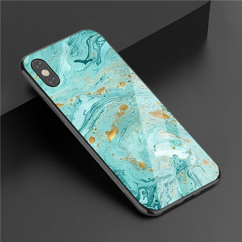 Fashion Marble Glass Case iPhone X XS XS Max XR 6 6S 7 8 Plus
