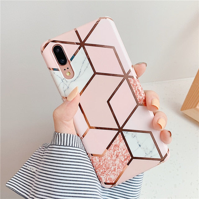 Geometric Marble Case Huaweii 20 P30 Pro Lite Mate 20 Pro Lite