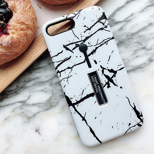 Fashion Marble Silicon Ring Case iPhone X XS XS Max XR 6 6S 7 8 Plus