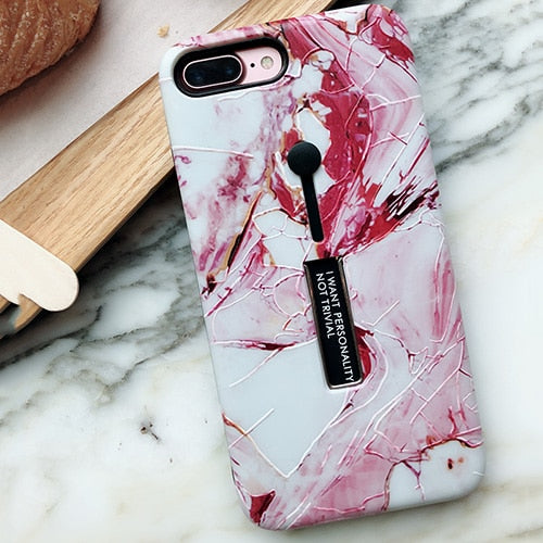 Fashion Marble Silicon Ring Case iPhone X XS XS Max XR 6 6S 7 8 Plus