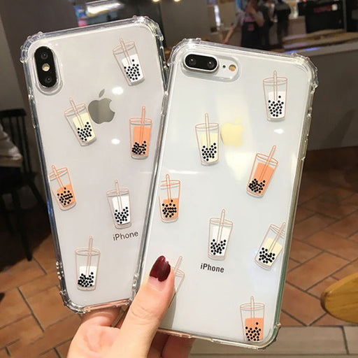Cute Pearl Milk Tea Case iPhone X XS XS Max XR 6 6S 7 8 Plus